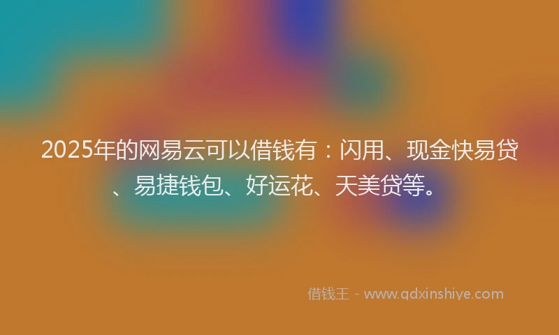 2025年的网易云可以借钱有：闪用、现金快易贷、易捷钱包、好运花、天美贷等。