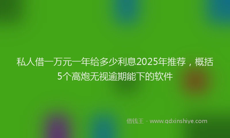 私人借一万元一年给多少利息2025年推荐，概括5个高炮无视逾期能下的软件