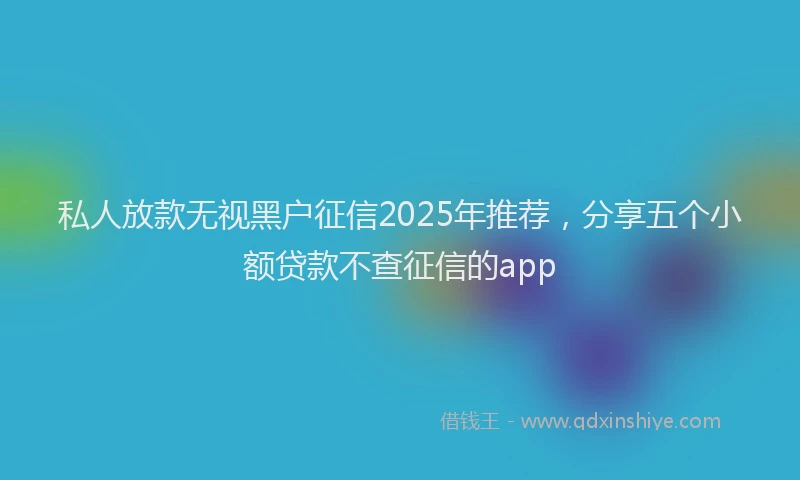 私人放款无视黑户征信2025年推荐，分享五个小额贷款不查征信的app