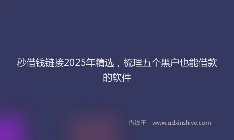 秒借钱链接2025年精选，梳理五个黑户也能借款的软件