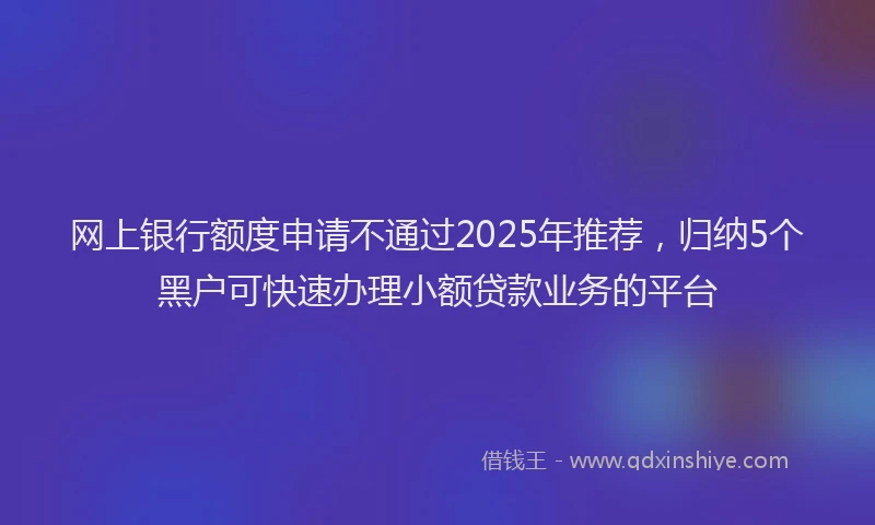 网上银行额度申请不通过2025年推荐，归纳5个黑户可快速办理小额贷款业务的平台