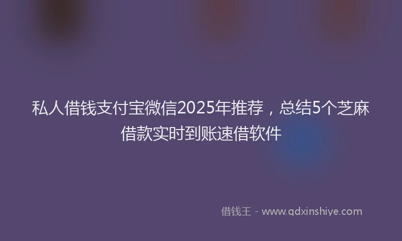 私人借钱支付宝微信2025年推荐，总结5个芝麻借款实时到账速借软件