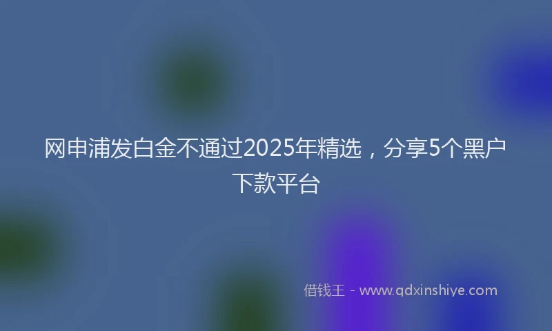 网申浦发白金不通过2025年精选，分享5个黑户下款平台