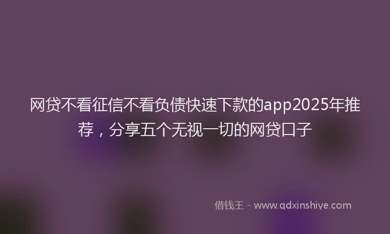 网贷不看征信不看负债快速下款的app2025年推荐，分享五个无视一切的网贷口子