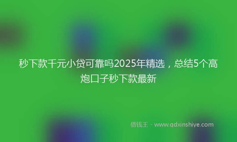 秒下款千元小贷可靠吗2025年精选，总结5个高炮口子秒下款最新