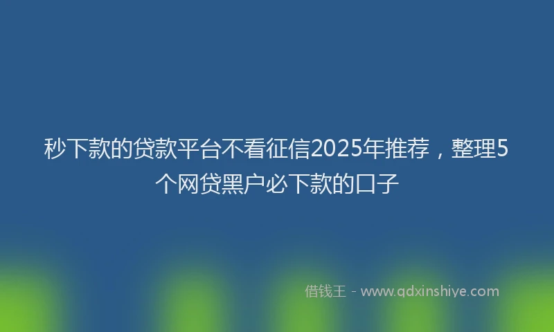 秒下款的贷款平台不看征信2025年推荐，整理5个网贷黑户必下款的口子