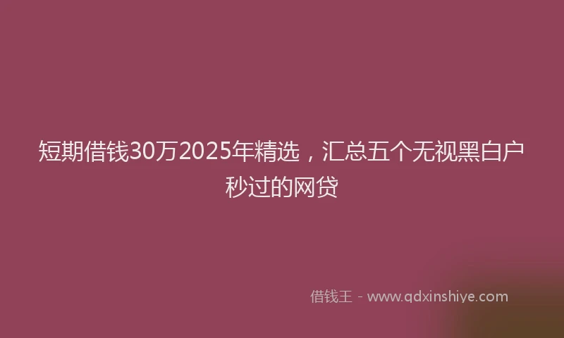 短期借钱30万2025年精选，汇总五个无视黑白户秒过的网贷