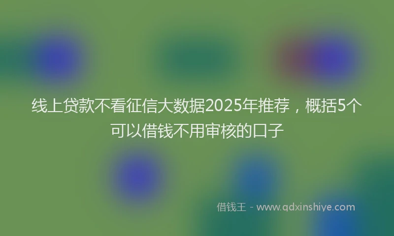线上贷款不看征信大数据2025年推荐，概括5个可以借钱不用审核的口子