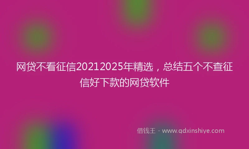 网贷不看征信20212025年精选，总结五个不查征信好下款的网贷软件