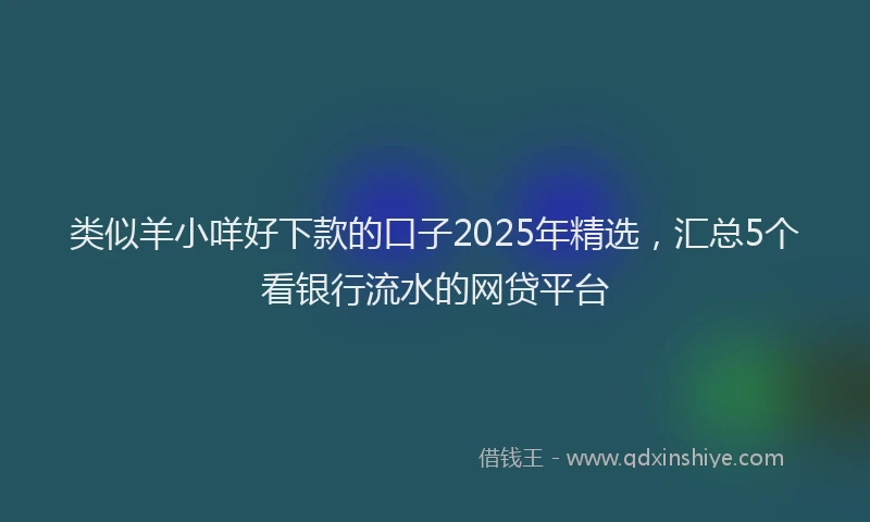 类似羊小咩好下款的口子2025年精选，汇总5个看银行流水的网贷平台