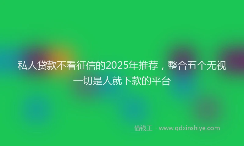 私人贷款不看征信的2025年推荐，整合五个无视一切是人就下款的平台