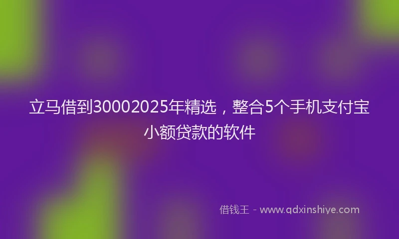 立马借到30002025年精选，整合5个手机支付宝小额贷款的软件