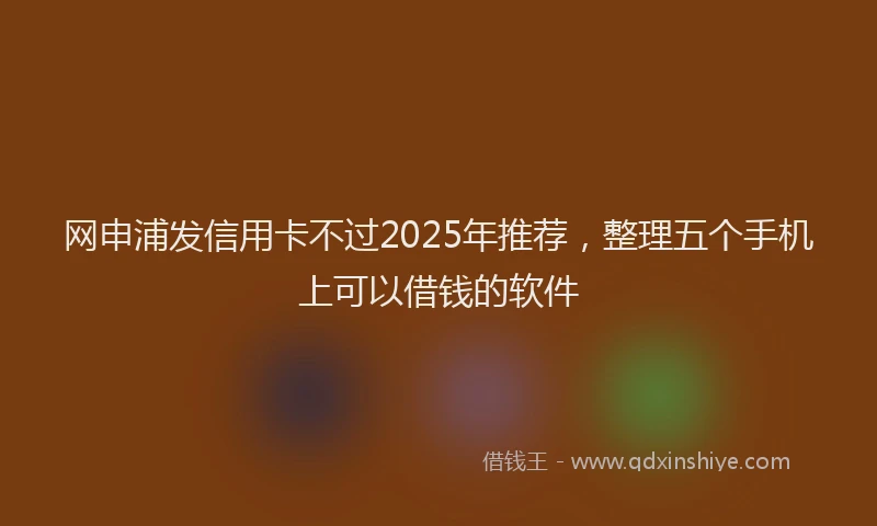 网申浦发信用卡不过2025年推荐，整理五个手机上可以借钱的软件