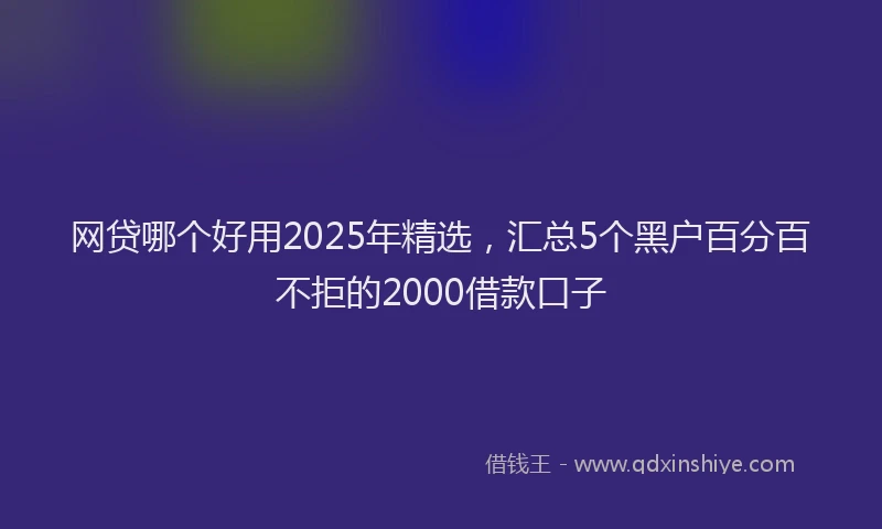 网贷哪个好用2025年精选，汇总5个黑户百分百不拒的2000借款口子