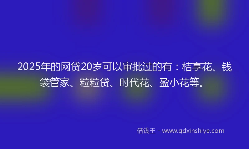 2025年的网贷20岁可以审批过的有：桔享花、钱袋管家、粒粒贷、时代花、盈小花等。