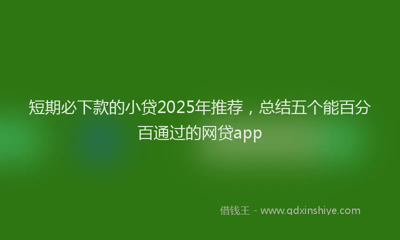 短期必下款的小贷2025年推荐，总结五个能百分百通过的网贷app