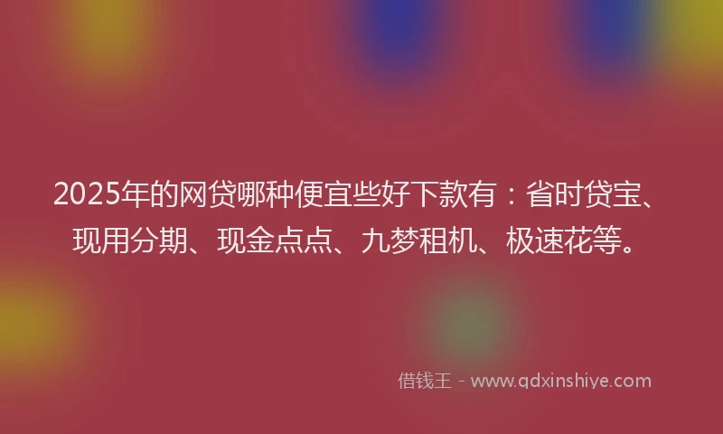 2025年的网贷哪种便宜些好下款有：省时贷宝、现用分期、现金点点、九梦租机、极速花等。