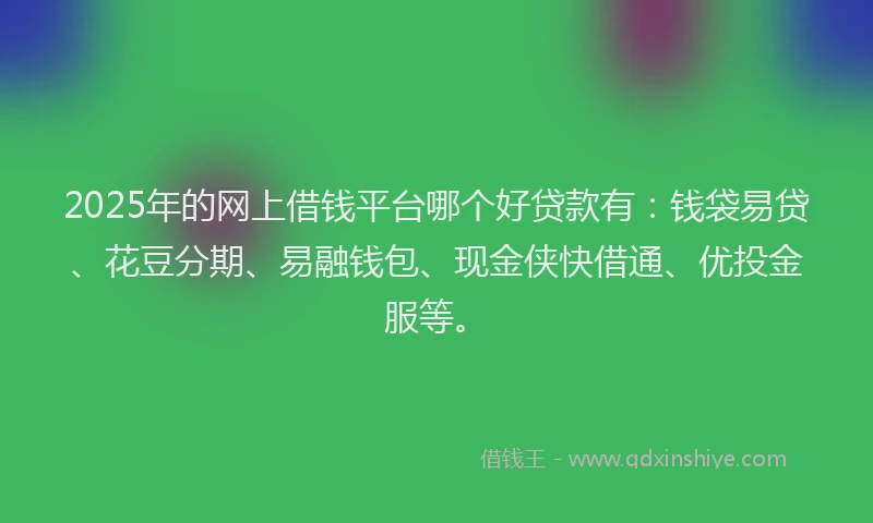 2025年的网上借钱平台哪个好贷款有：钱袋易贷、花豆分期、易融钱包、现金侠快借通、优投金服等。