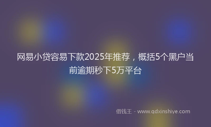 网易小贷容易下款2025年推荐，概括5个黑户当前逾期秒下5万平台