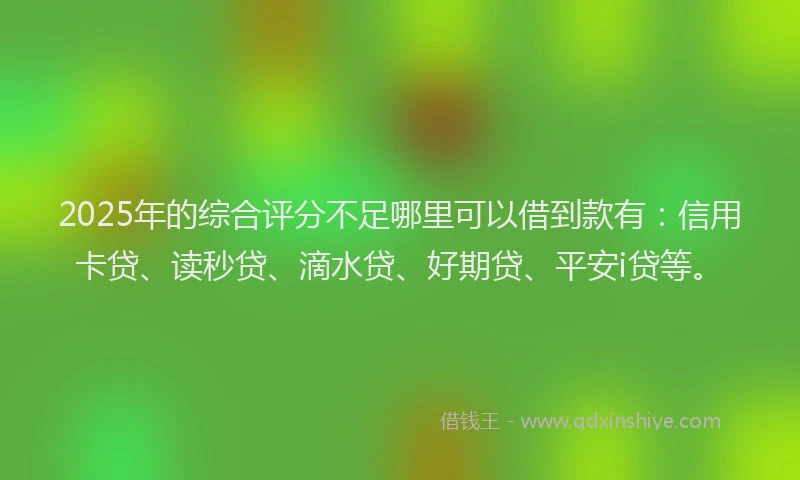 2025年的综合评分不足哪里可以借到款有：信用卡贷、读秒贷、滴水贷、好期贷、平安i贷等。