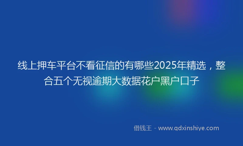 线上押车平台不看征信的有哪些2025年精选，整合五个无视逾期大数据花户黑户口子
