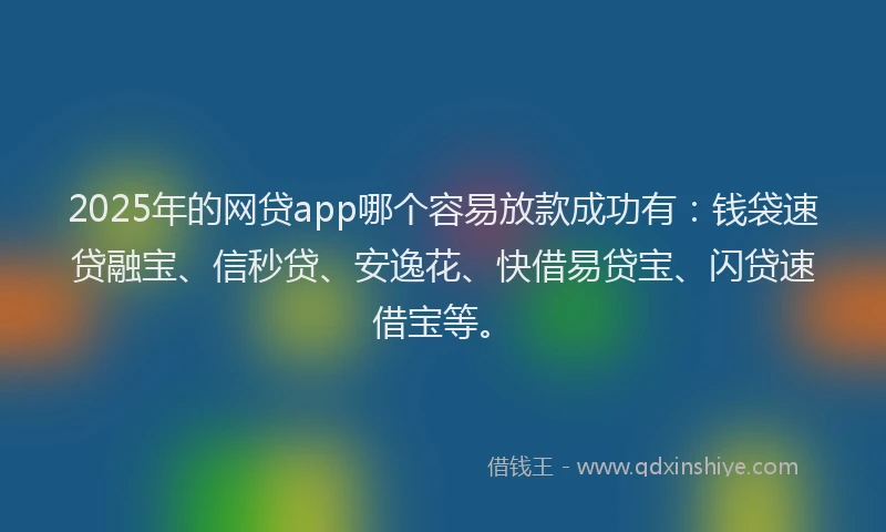 2025年的网贷app哪个容易放款成功有：钱袋速贷融宝、信秒贷、安逸花、快借易贷宝、闪贷速借宝等。