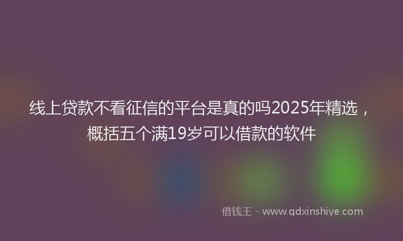 线上贷款不看征信的平台是真的吗2025年精选，概括五个满19岁可以借款的软件