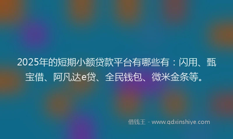 2025年的短期小额贷款平台有哪些有：闪用、甄宝借、阿凡达e贷、全民钱包、微米金条等。