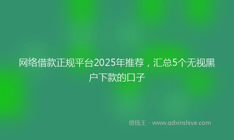 网络借款正规平台2025年推荐，汇总5个无视黑户下款的口子