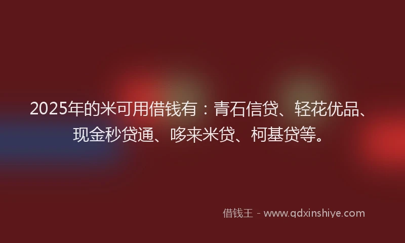 2025年的米可用借钱有：青石信贷、轻花优品、现金秒贷通、哆来米贷、柯基贷等。