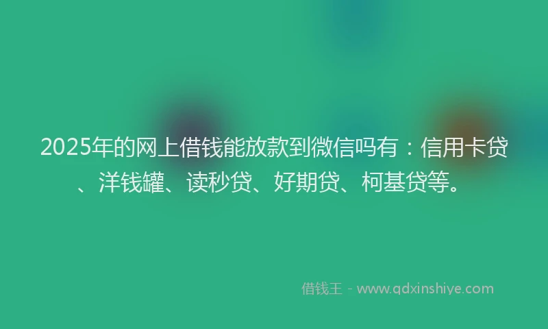 2025年的网上借钱能放款到微信吗有：信用卡贷、洋钱罐、读秒贷、好期贷、柯基贷等。