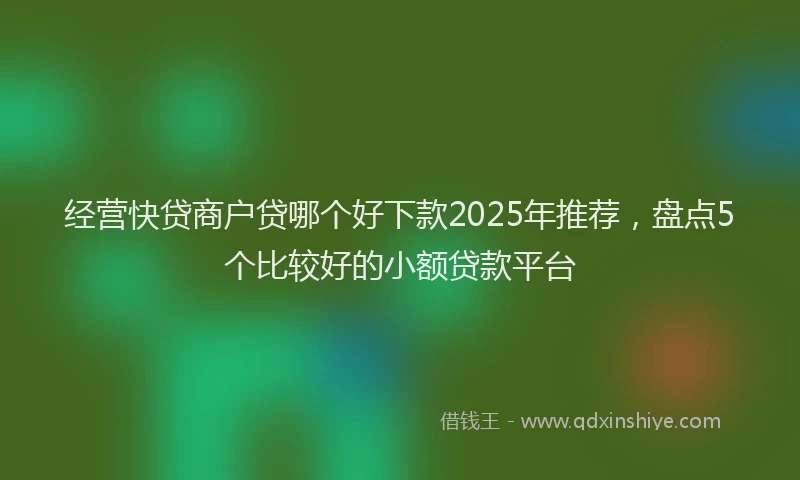 经营快贷商户贷哪个好下款2025年推荐，盘点5个比较好的小额贷款平台
