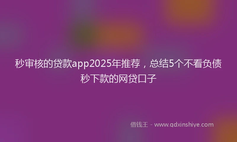 秒审核的贷款app2025年推荐，总结5个不看负债秒下款的网贷口子
