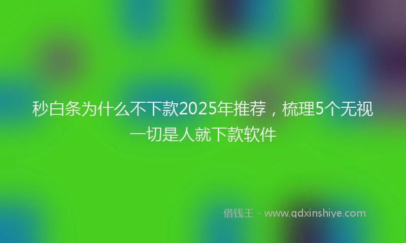 秒白条为什么不下款2025年推荐，梳理5个无视一切是人就下款软件
