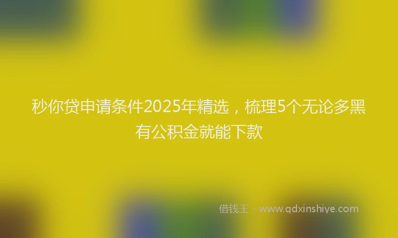 秒你贷申请条件2025年精选，梳理5个无论多黑有公积金就能下款