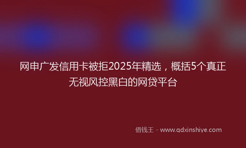 网申广发信用卡被拒2025年精选，概括5个真正无视风控黑白的网贷平台