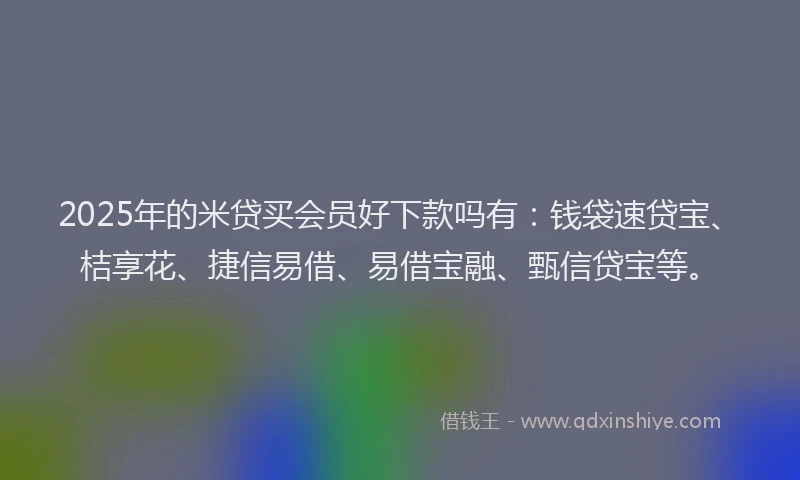 2025年的米贷买会员好下款吗有：钱袋速贷宝、桔享花、捷信易借、易借宝融、甄信贷宝等。