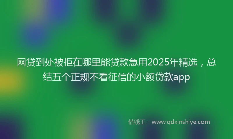 网贷到处被拒在哪里能贷款急用2025年精选，总结五个正规不看征信的小额贷款app