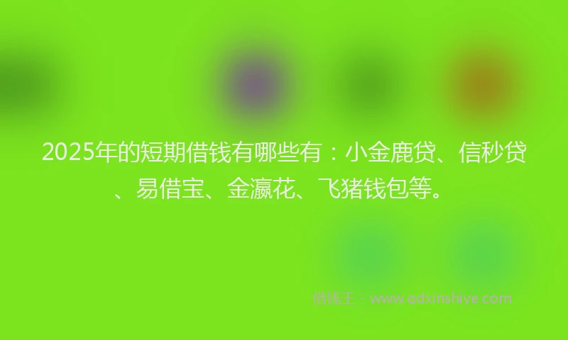 2025年的短期借钱有哪些有：小金鹿贷、信秒贷、易借宝、金瀛花、飞猪钱包等。