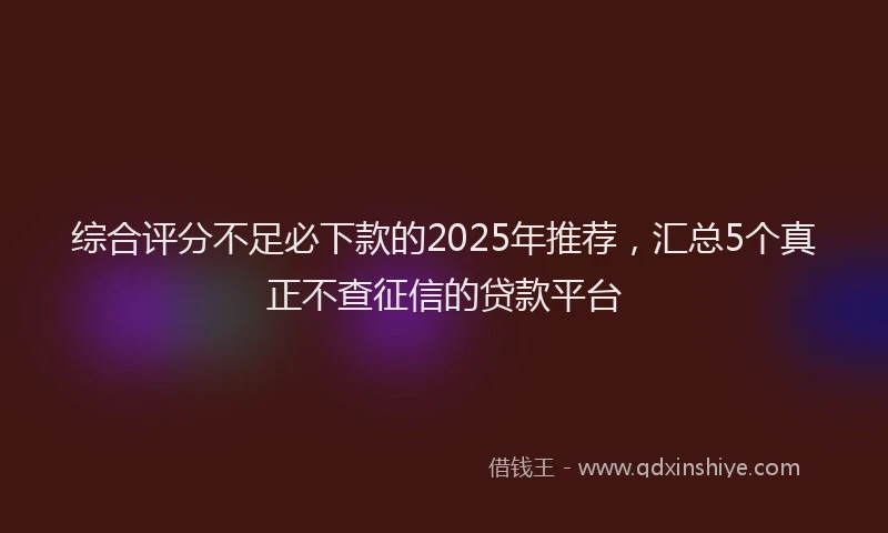 综合评分不足必下款的2025年推荐，汇总5个真正不查征信的贷款平台
