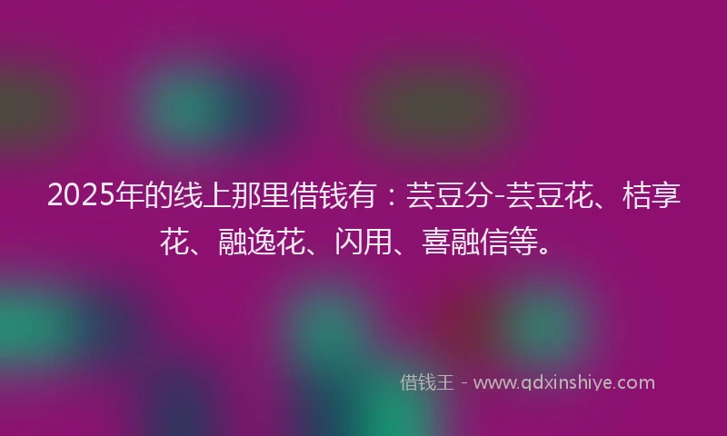 2025年的线上那里借钱有：芸豆分-芸豆花、桔享花、融逸花、闪用、喜融信等。