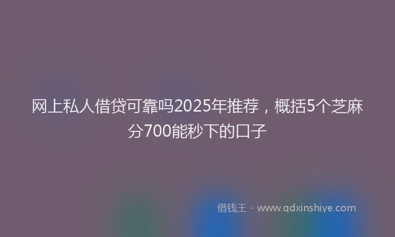 网上私人借贷可靠吗2025年推荐，概括5个芝麻分700能秒下的口子