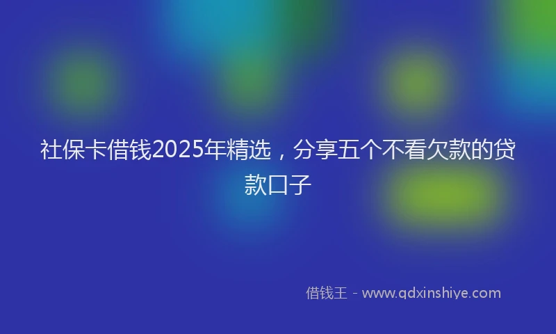 社保卡借钱2025年精选，分享五个不看欠款的贷款口子