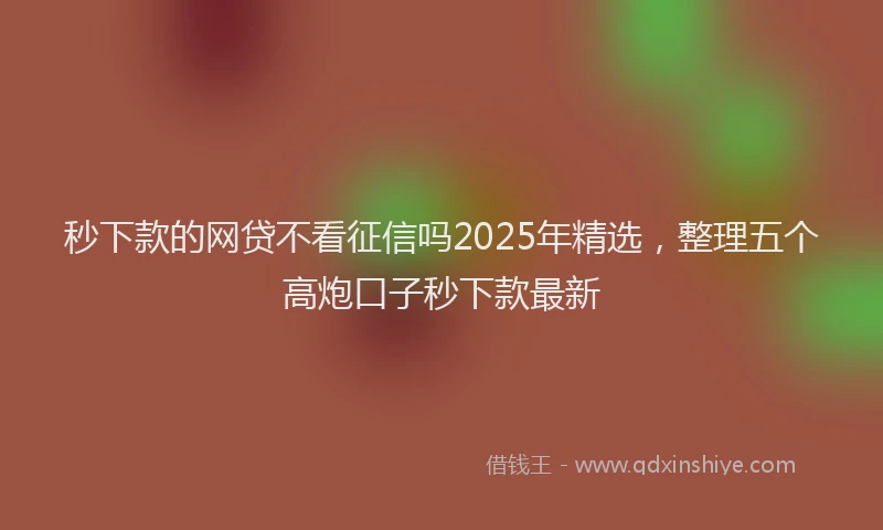 秒下款的网贷不看征信吗2025年精选，整理五个高炮口子秒下款最新