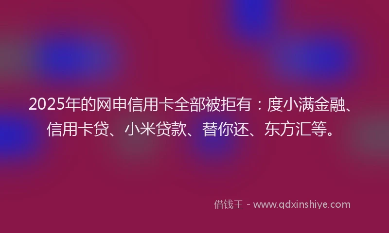 2025年的网申信用卡全部被拒有：度小满金融、信用卡贷、小米贷款、替你还、东方汇等。