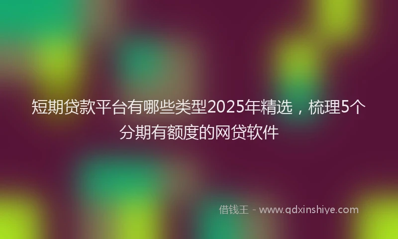 短期贷款平台有哪些类型2025年精选，梳理5个分期有额度的网贷软件