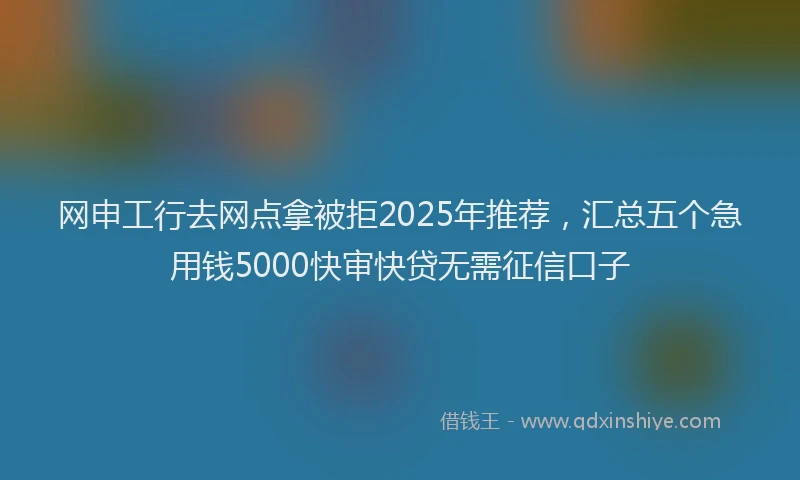 网申工行去网点拿被拒2025年推荐，汇总五个急用钱5000快审快贷无需征信口子