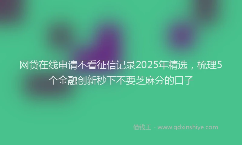网贷在线申请不看征信记录2025年精选，梳理5个金融创新秒下不要芝麻分的口子