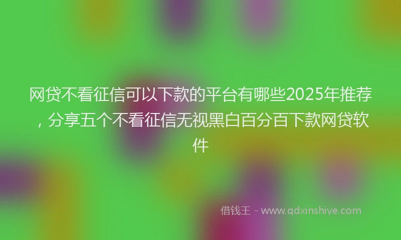 网贷不看征信可以下款的平台有哪些2025年推荐，分享五个不看征信无视黑白百分百下款网贷软件