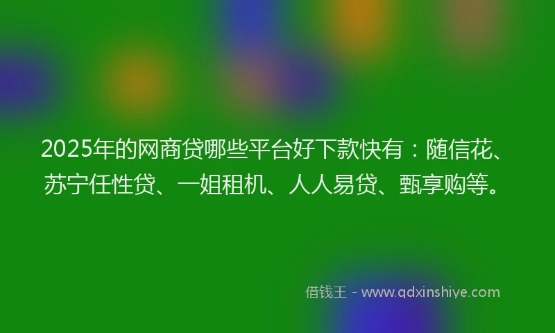 2025年的网商贷哪些平台好下款快有：随信花、苏宁任性贷、一姐租机、人人易贷、甄享购等。